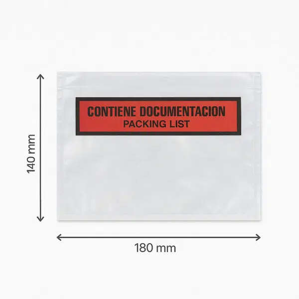 Sobres adhesivos rojos 180x140 "contiene documentos" - 1000 unidades